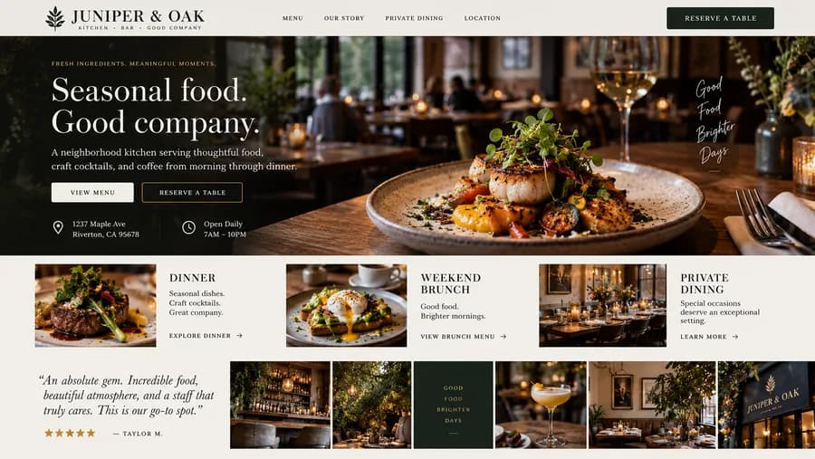 Juniper & Oak website preview