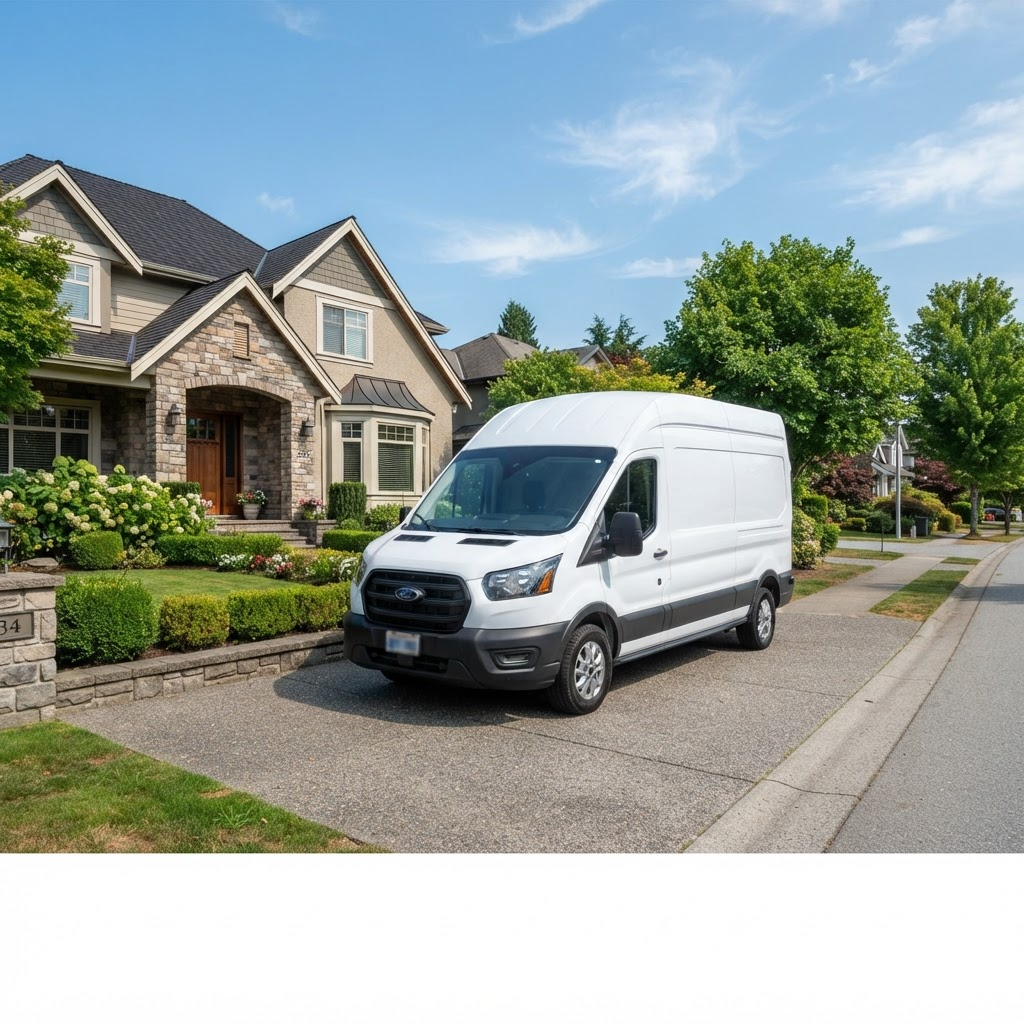 Summit Plumbing service van in a Denver neighborhood